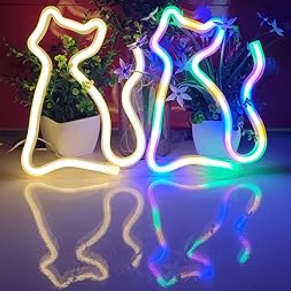 Multicolored Kitty Neon Sign LED Cat Wall Decor Lamp Decor USB or Batteries New - Picture 6 of 7
